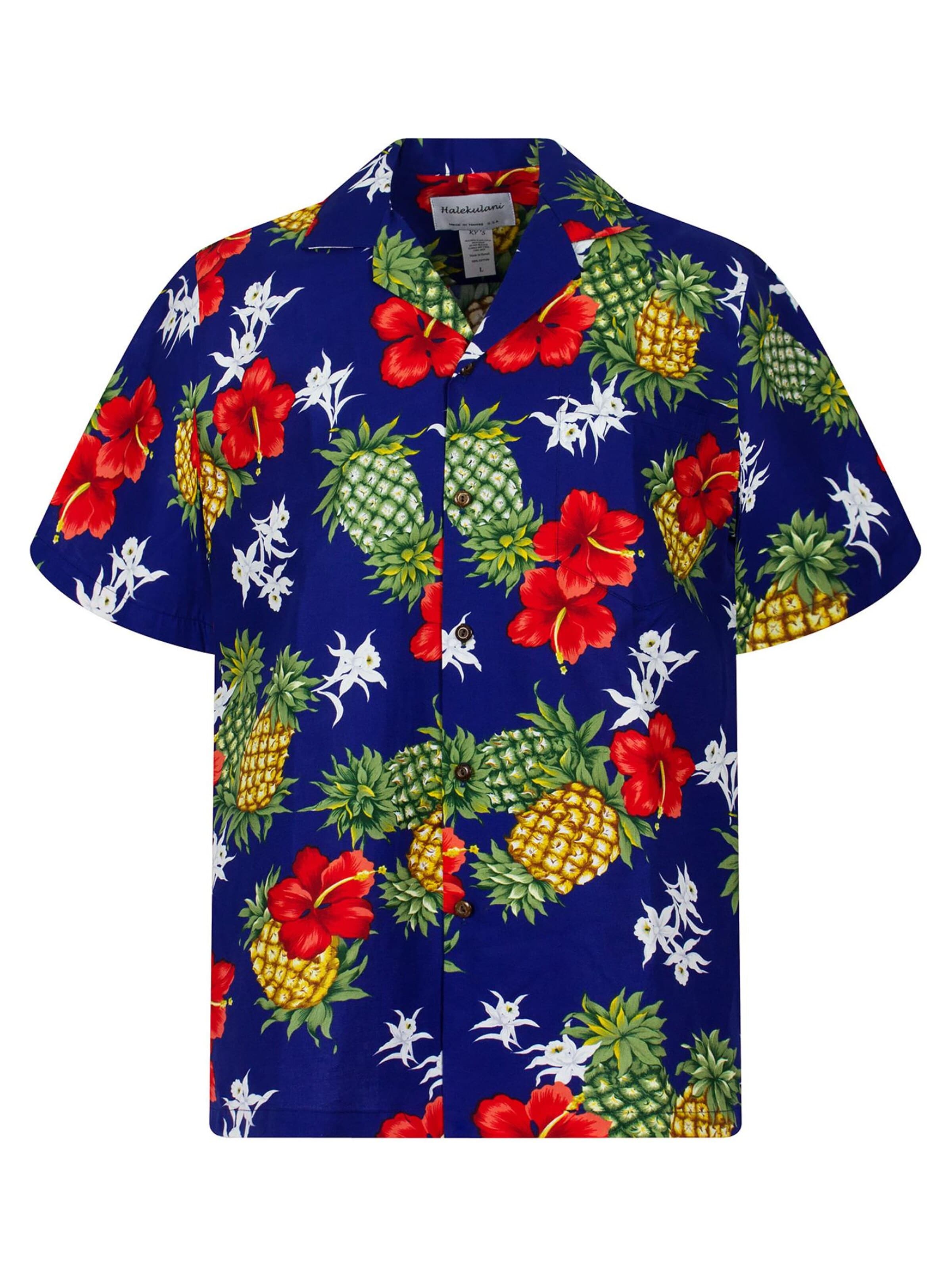 KY's Regular fit Overhemd 'Ananas' in Blauw: voorkant