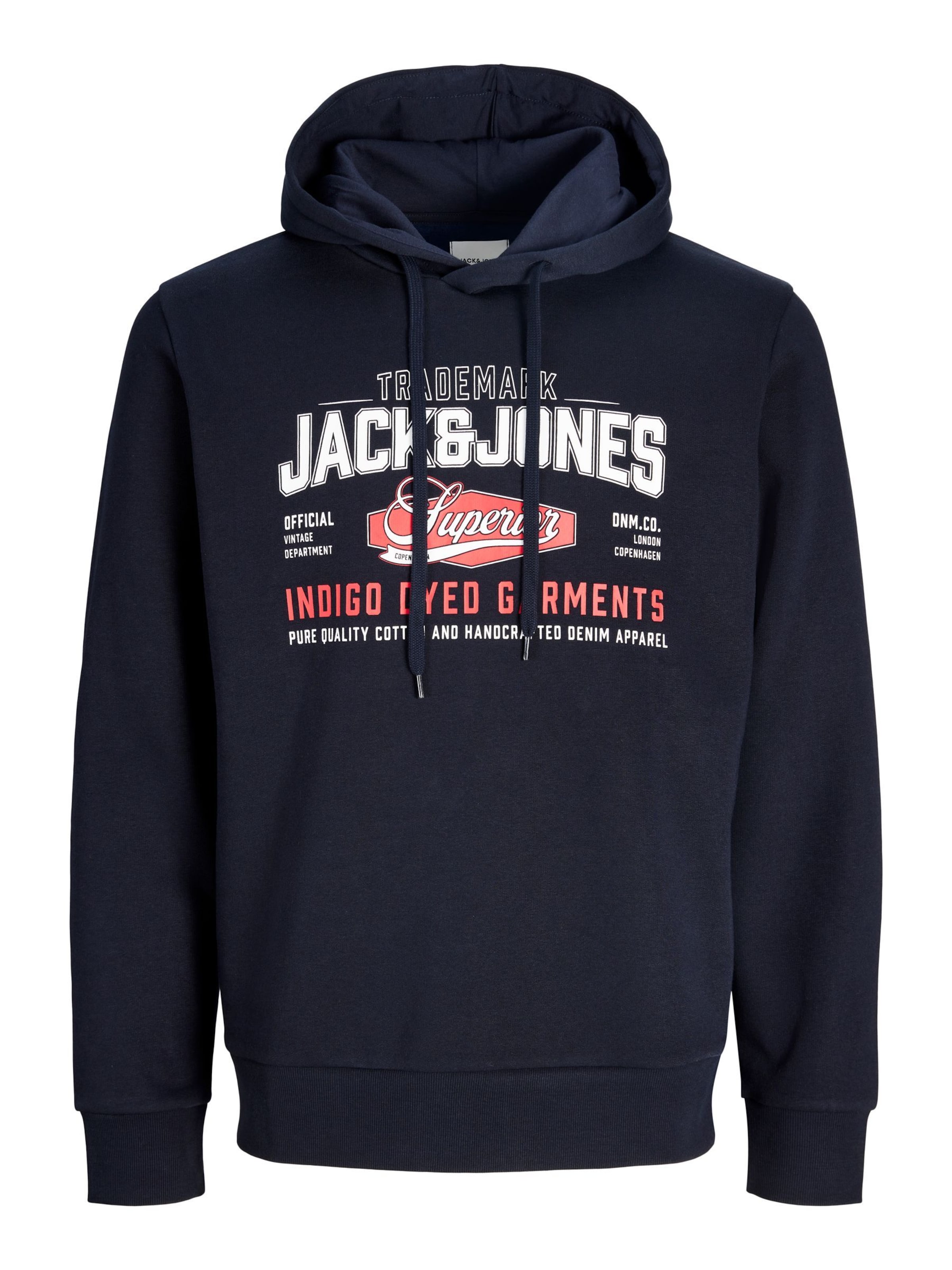 Felpa in L JACK & JONES di colore marino / rosso chiaro / bianco, Visualizzazione prodotti