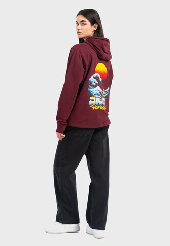 Oldskull Hoodie 'Retro Pixel Wave Logo Graphic' in Rot