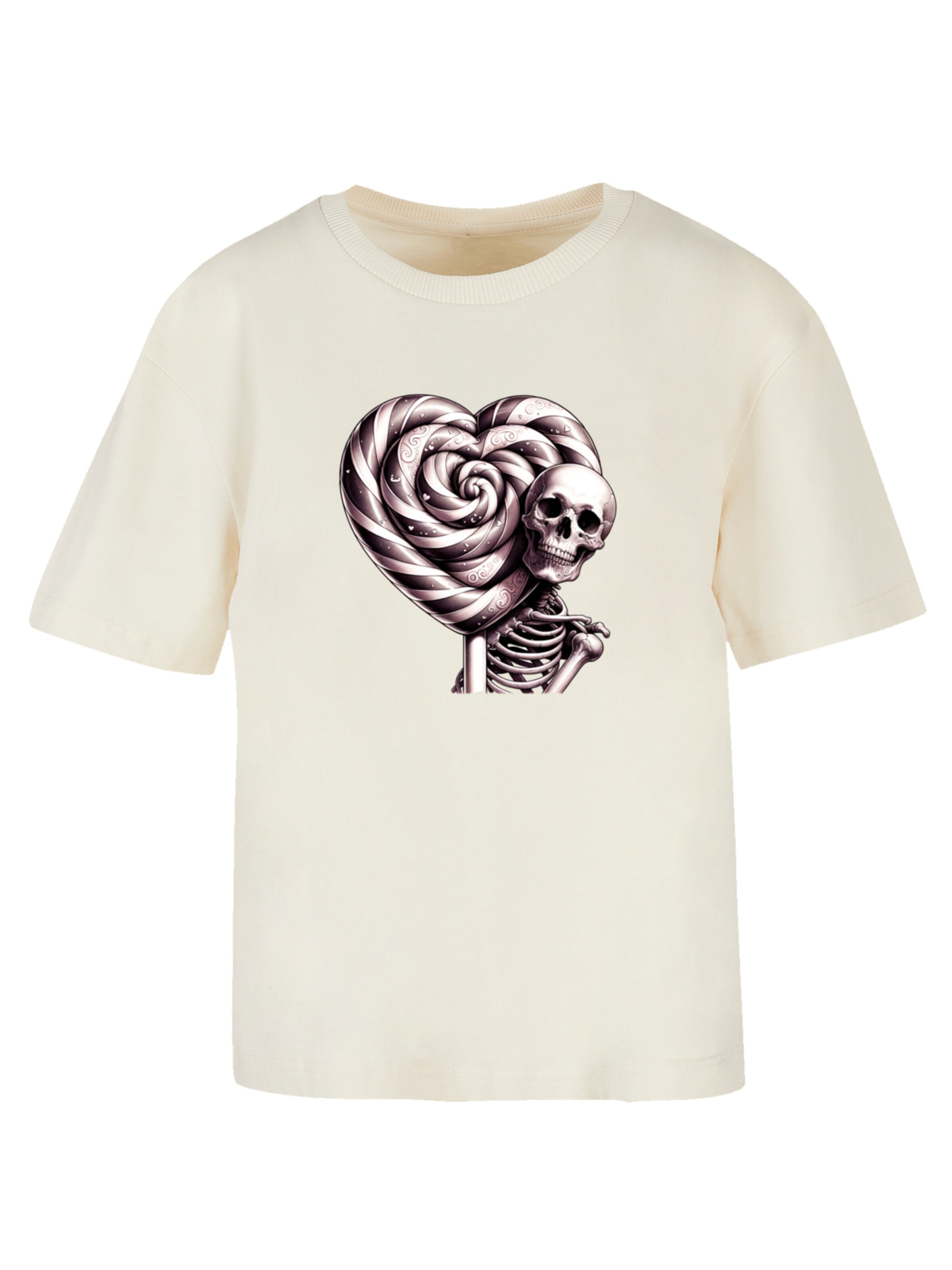 F4NT4STIC Shirt 'Süße Süßigkeiten Herzform Liebe' in Beige: Vorderseite