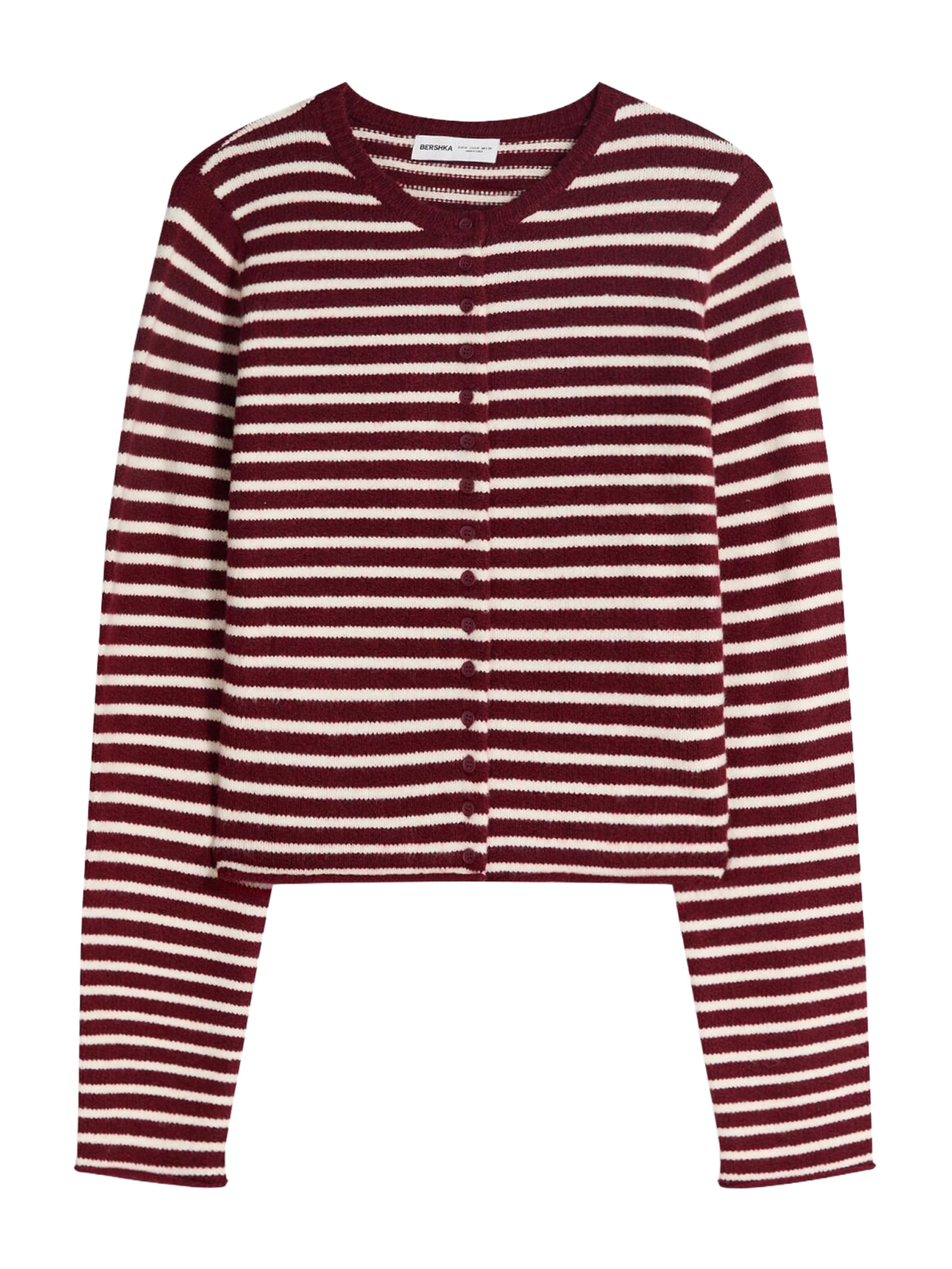 Bershka Strickjacke in bordeaux / weiß, Produktansicht