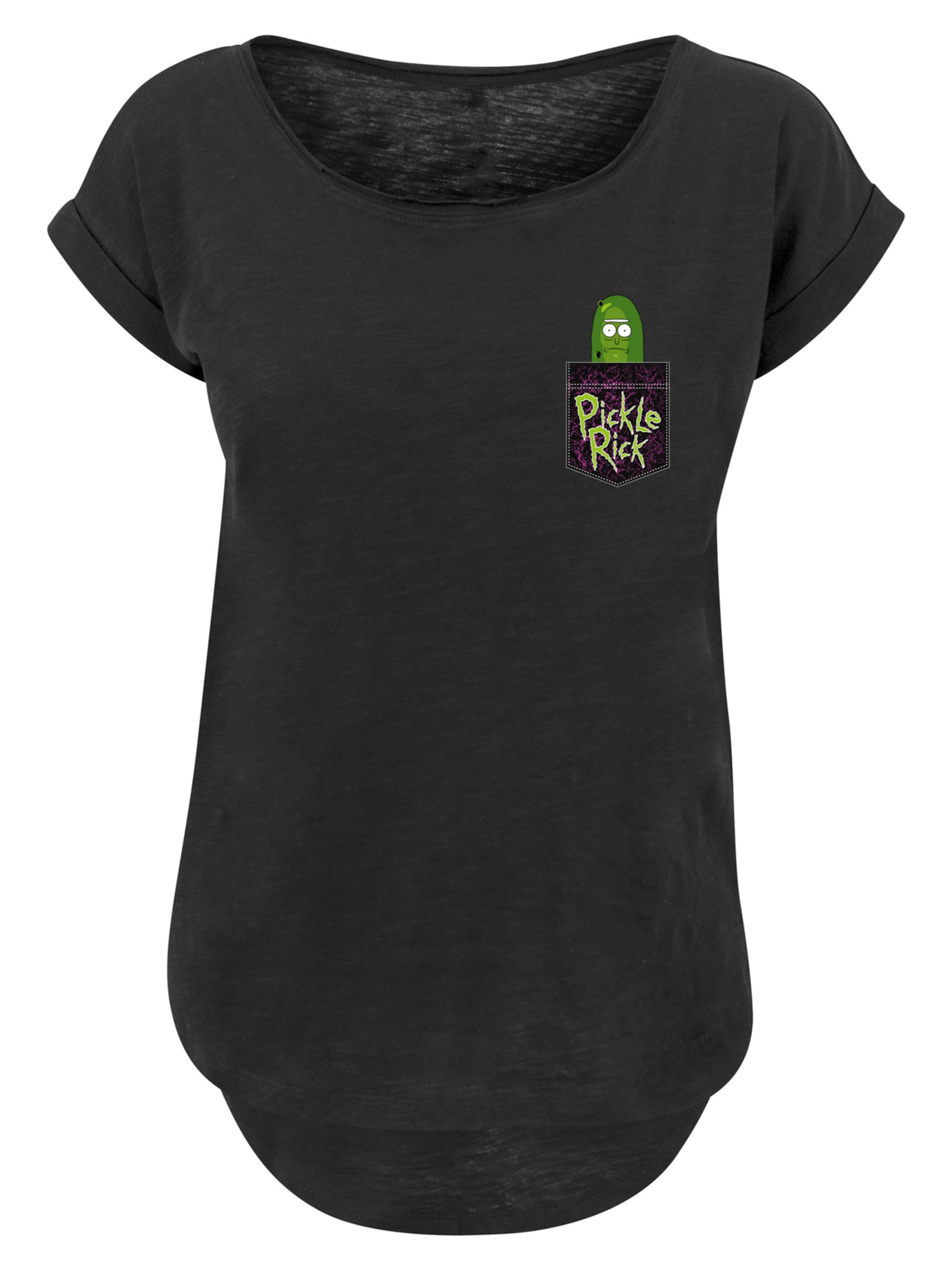 F4NT4STIC Shirt 'Rick and Morty Pickle Rick' in Zwart: voorkant