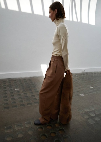 MANGO Loose fit Pleat-Front Pants 'Cristal' in Brown