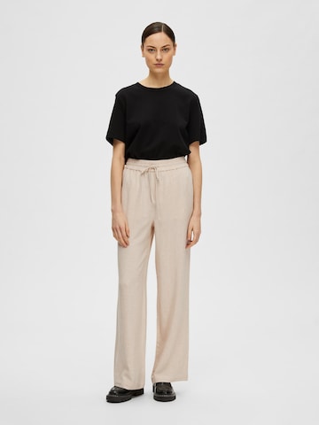 SELECTED FEMME Loose fit Pants 'Viva-Gulia' in Beige