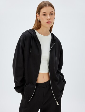 Koton Zip-Up Hoodie in Black