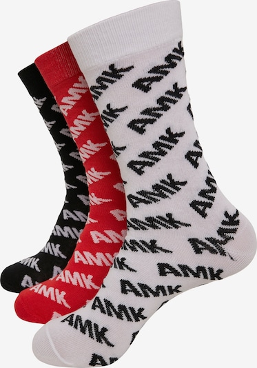 Mister Tee Socken in hellgrau / rot / schwarz / weiß, Produktansicht