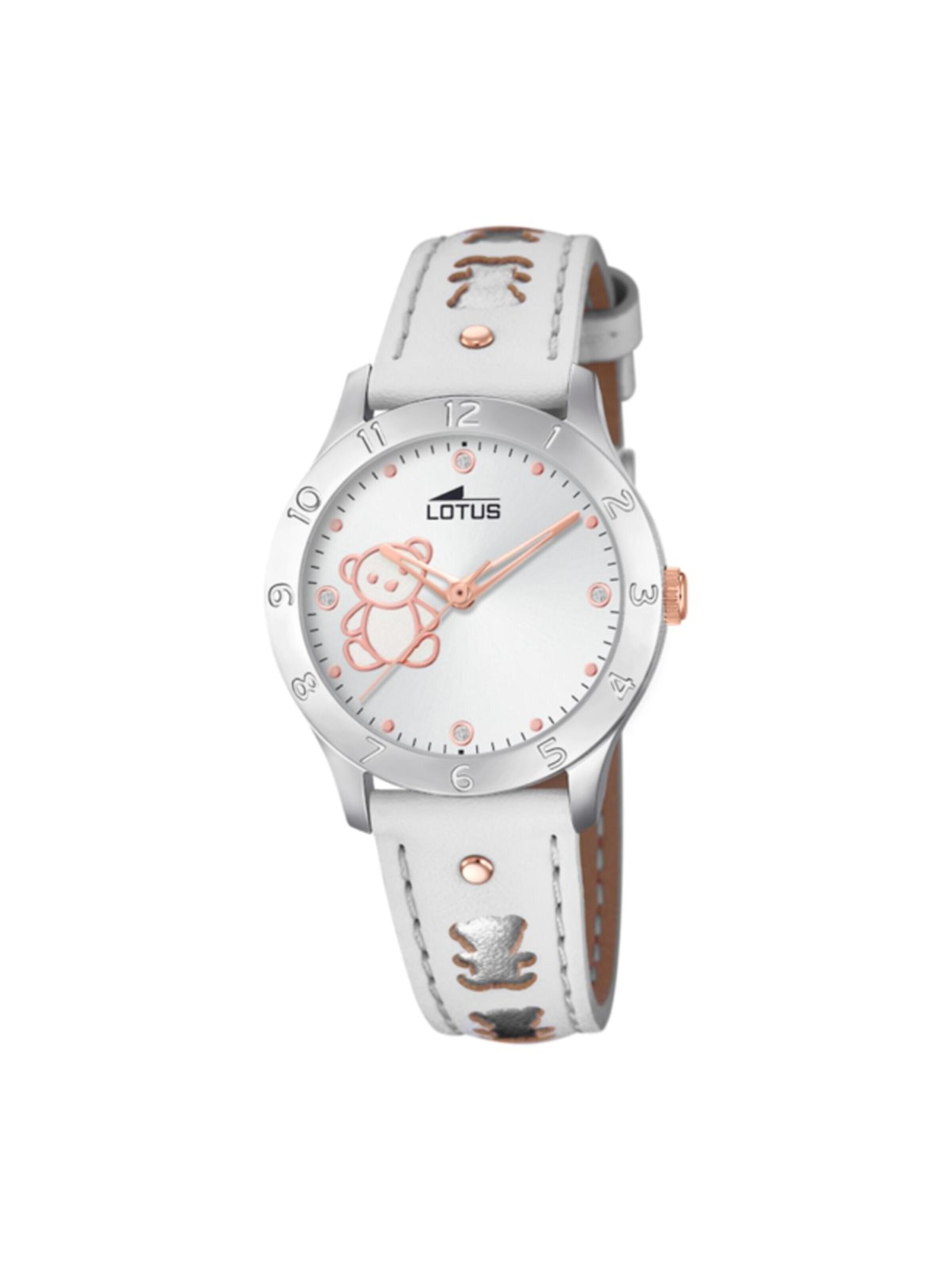 Montre à affichage analogique Lotus en argent : devant