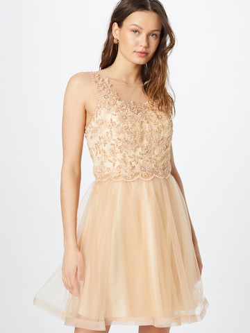 Robe de cocktail Laona en beige : devant