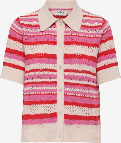 Kardiganas 'ONLLULA' iš ONLY, spalva – kremo / tamsiai rožinė / raudona, Prekių apžvalga