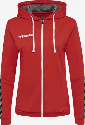 Hummel Athletic Zip-Up Hoodie in Red: front