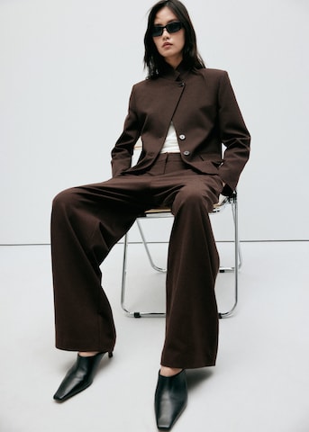 MANGO Wide leg Bandplooibroek 'LEO' in Bruin