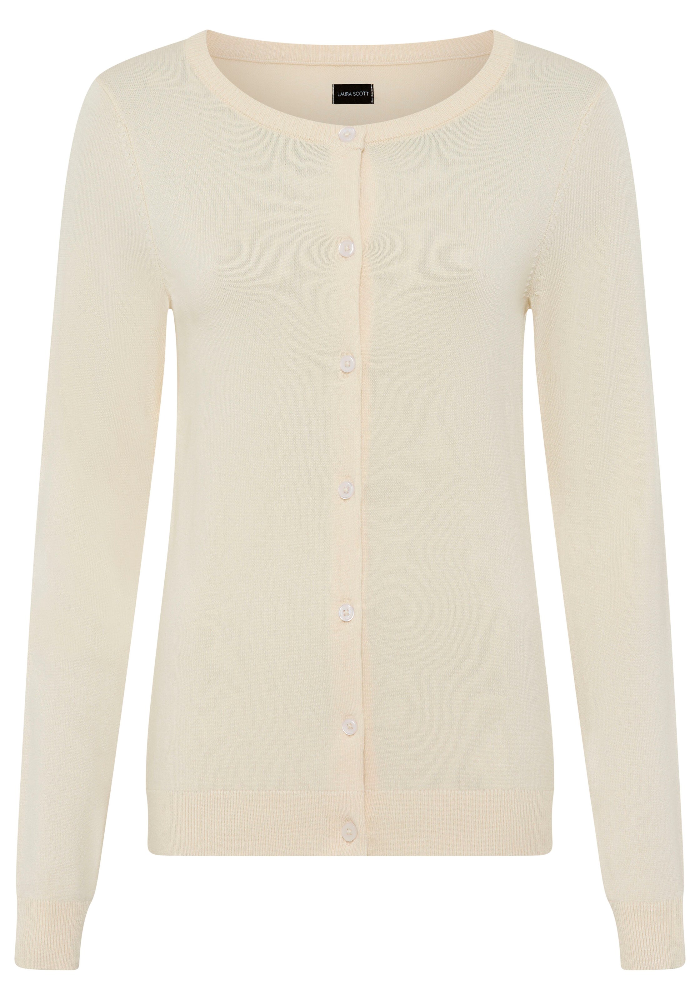 LAURA SCOTT Knit Cardigan in Beige: front