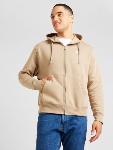 Nike Sportswear Regular fit Zip-Up Hoodie 'Club Fleece' in Beige: front
