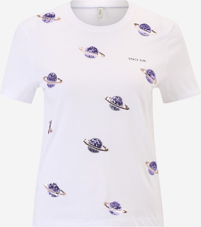 Only Petite Shirt 'KITA' in de kleur Goud / Donkerlila / Wit, Productweergave