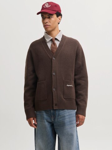 JACK & JONES Knit Cardigan 'JORNORREBRO' in Brown: front