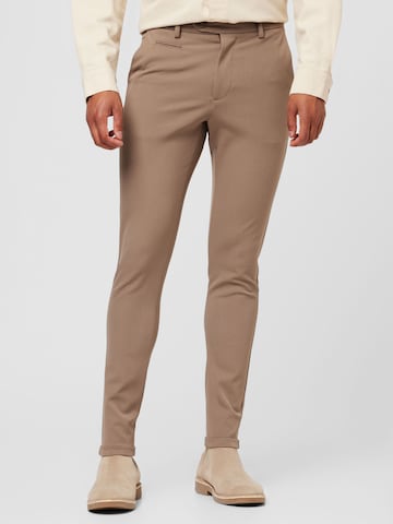 Les Deux Slimfit Broek in Bruin: voorkant