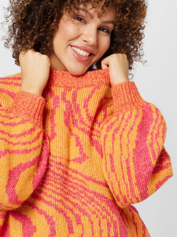 PIECES Curve Pullover 'MARA' in Orange