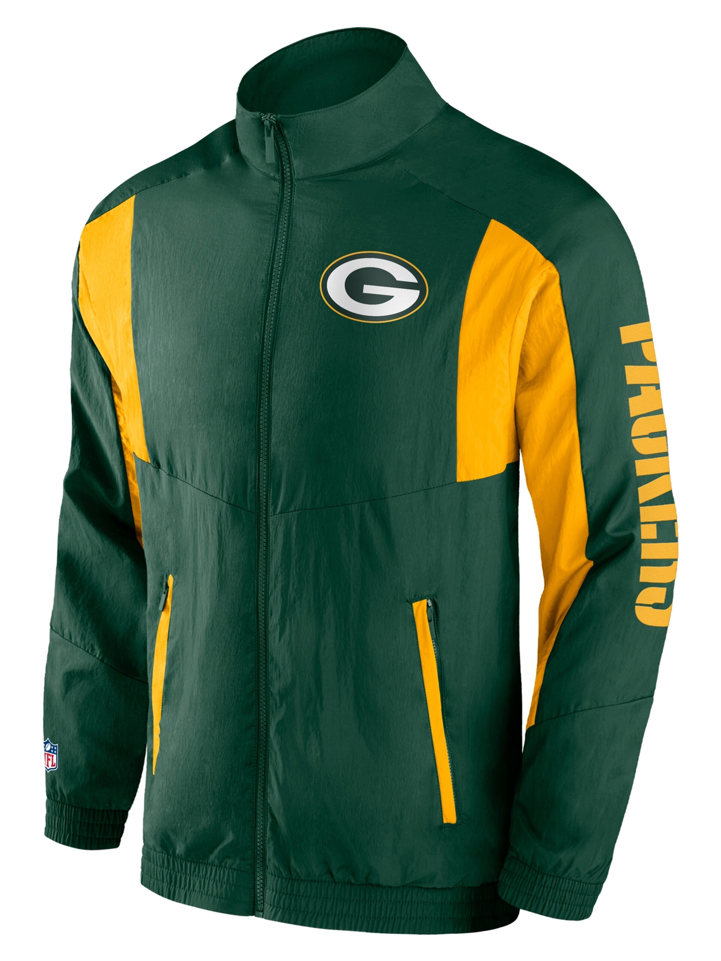 Fanatics Sportjacke 'Green Bay Packers Woven Track NFL Jacket'‌‌ in Grün: Vorderseite
