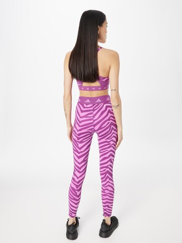 ADIDAS PERFORMANCE Skinny Sporthose 'Hyperglam Techfit High-Waisted Zebra' in Pink