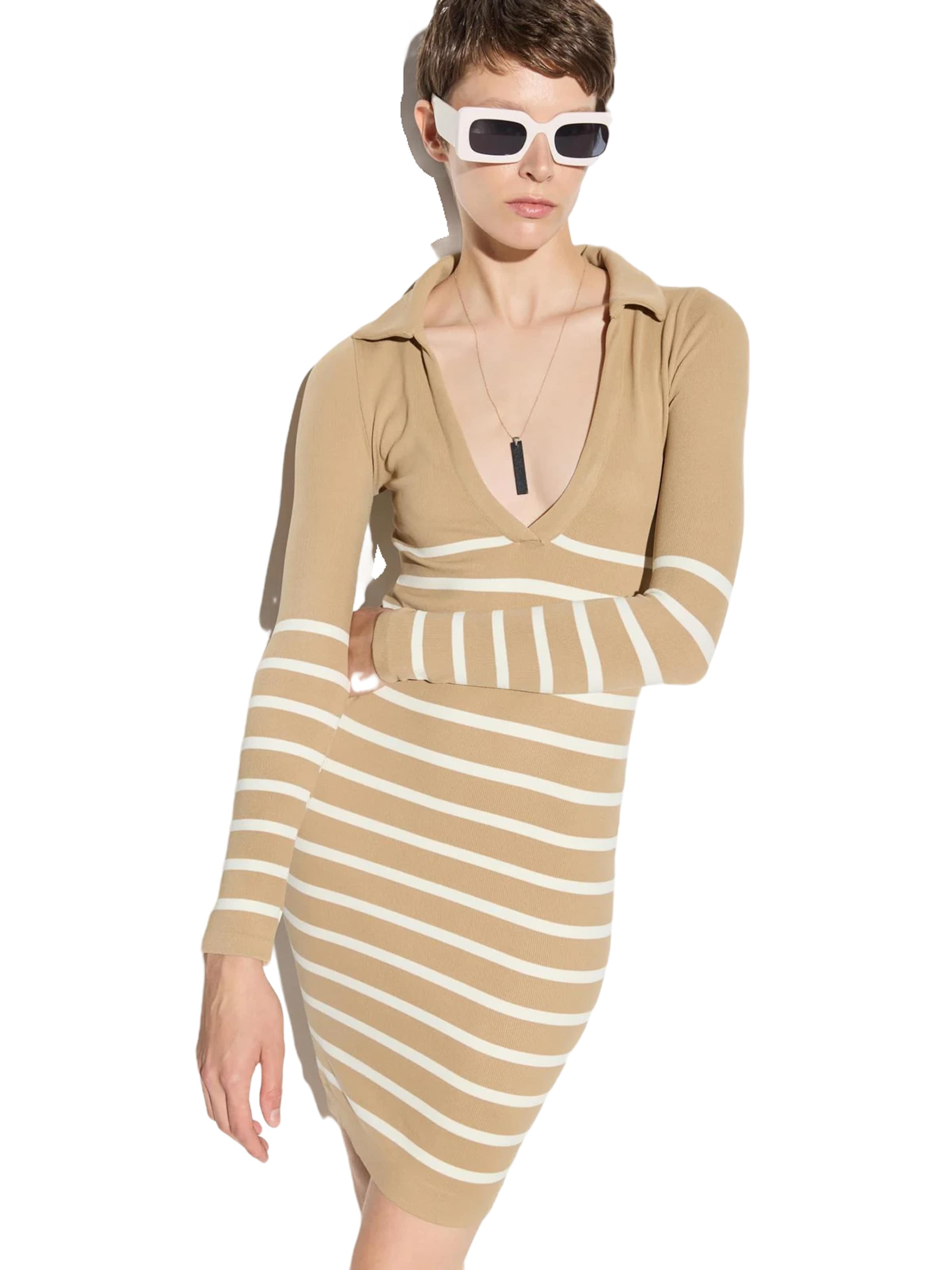 Robes en maille No Matter What en beige : devant