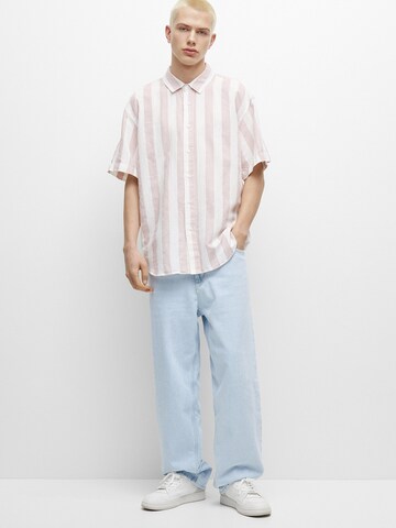 Pull&Bear Comfort fit Button Up Shirt in Pink