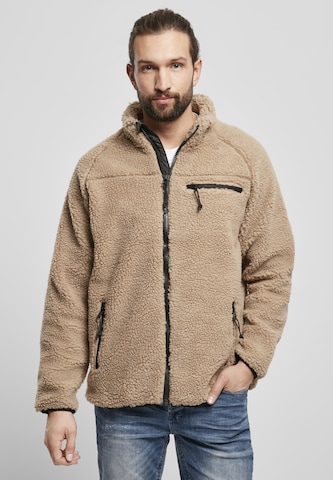 Brandit Fleece jas in Beige: voorkant