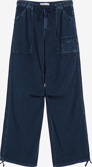 Bershka Pantalon cargo en bleu marine, Vue avec produit