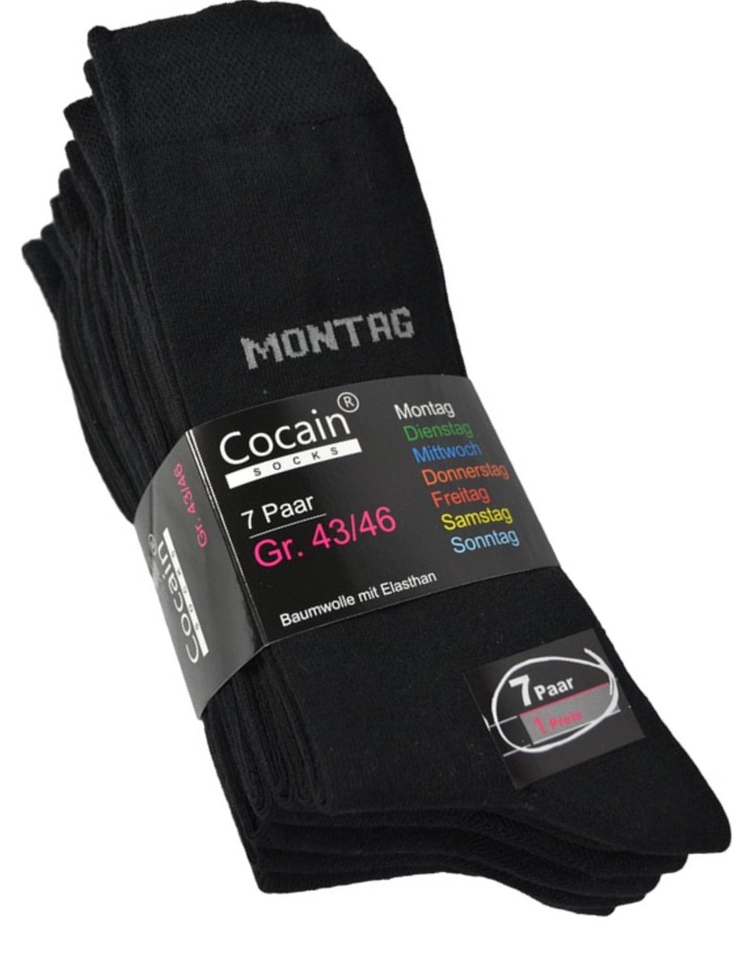 Cocain Underwear Socks 'mit Wochentagen' in Black