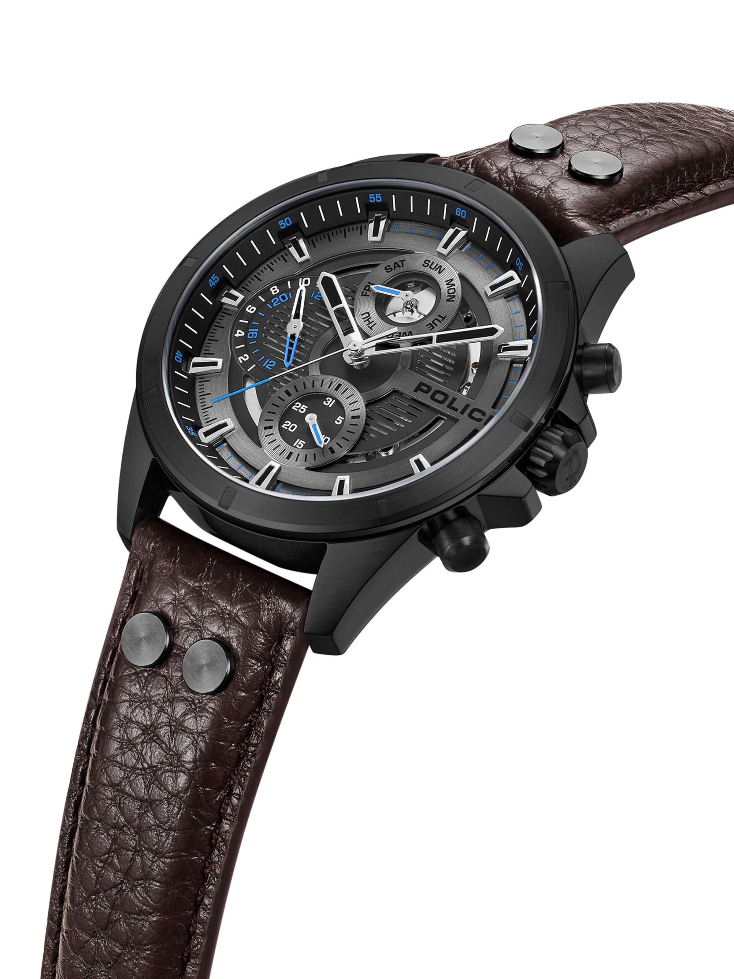 POLICE Analoog horloge 'Malawi' in Bruin