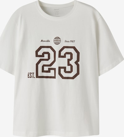NAME IT Majica 'NKMKristof' veličine 122-128 u tamno smeđa / bijela, Pregled proizvoda