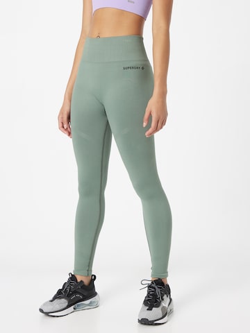 Skinny Pantalon de sport Superdry en vert : devant