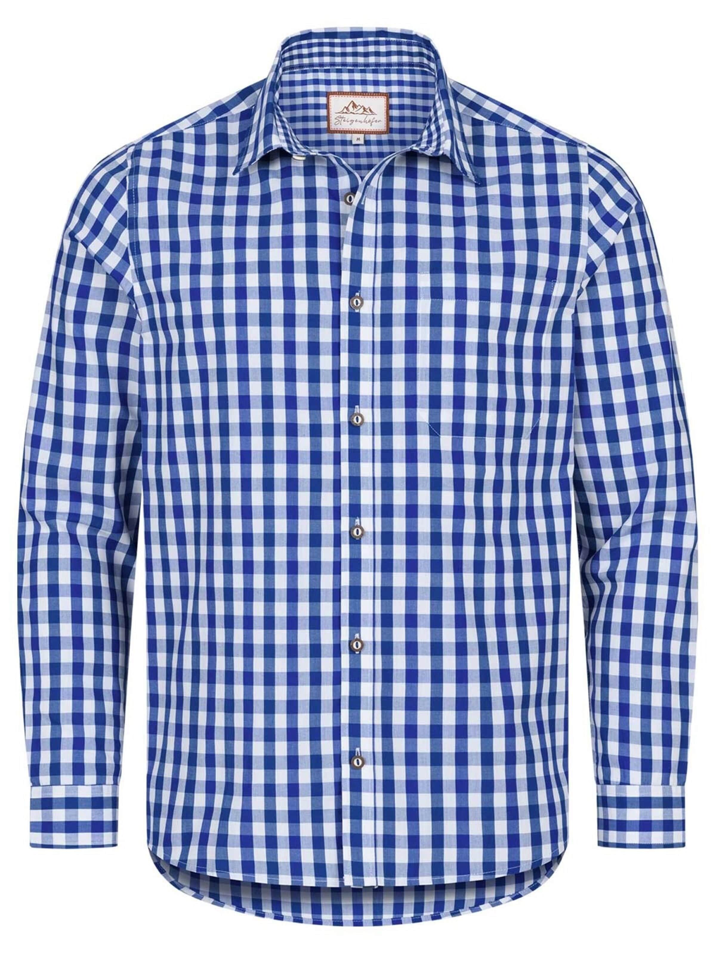 Steigenhöfer Regular fit Traditional Button Up Shirt 'Basti Trachtenhemd' in Blue: front