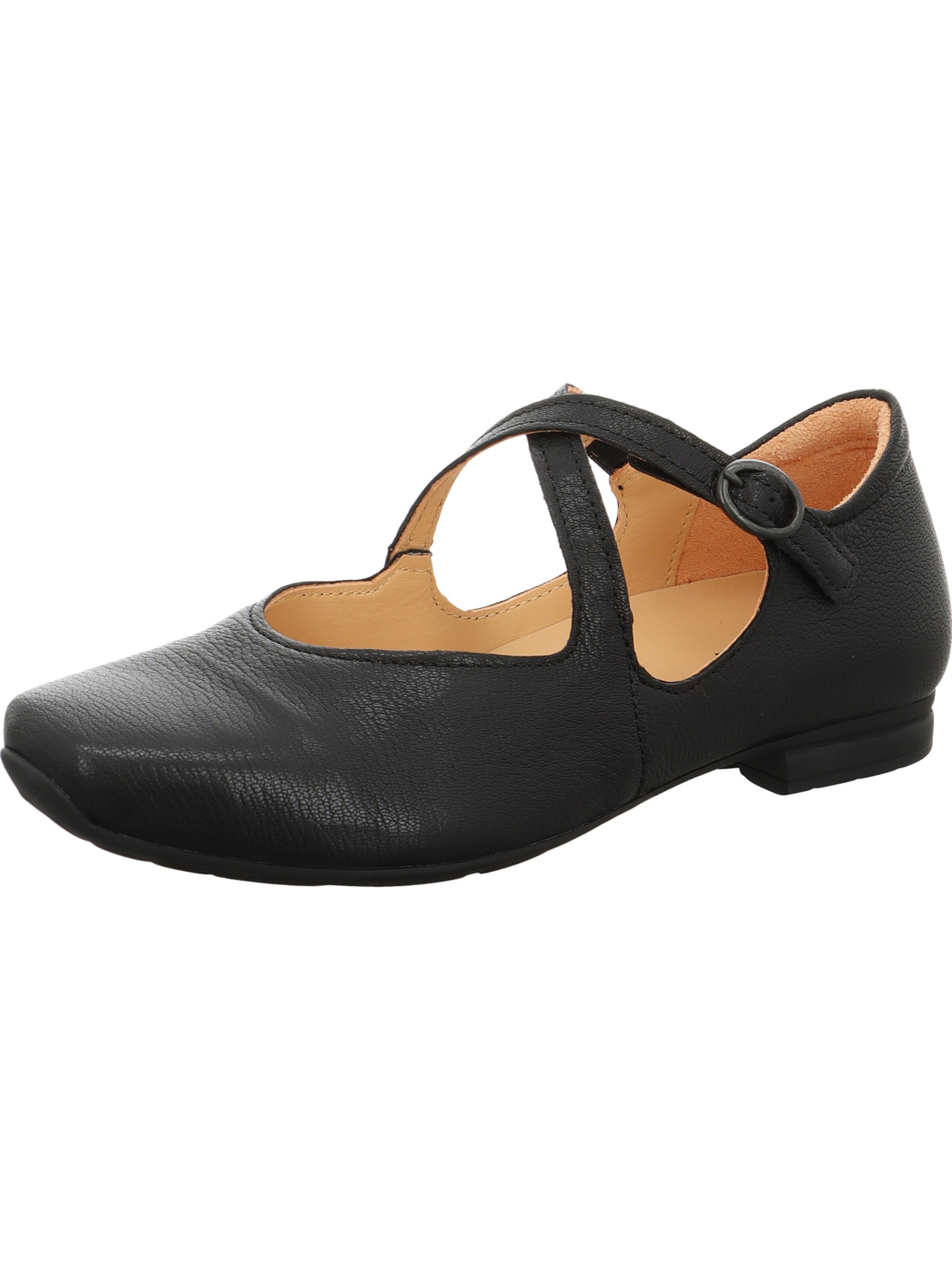 THINK! Ballet Flats with Strap 'Gaudi' in Black: front