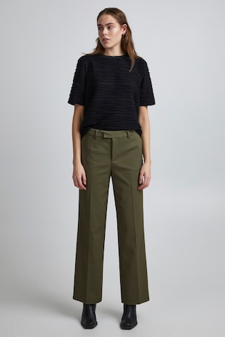 PULZ Jeans Wide leg Pleated Pants 'PZBINDY HW' in Green