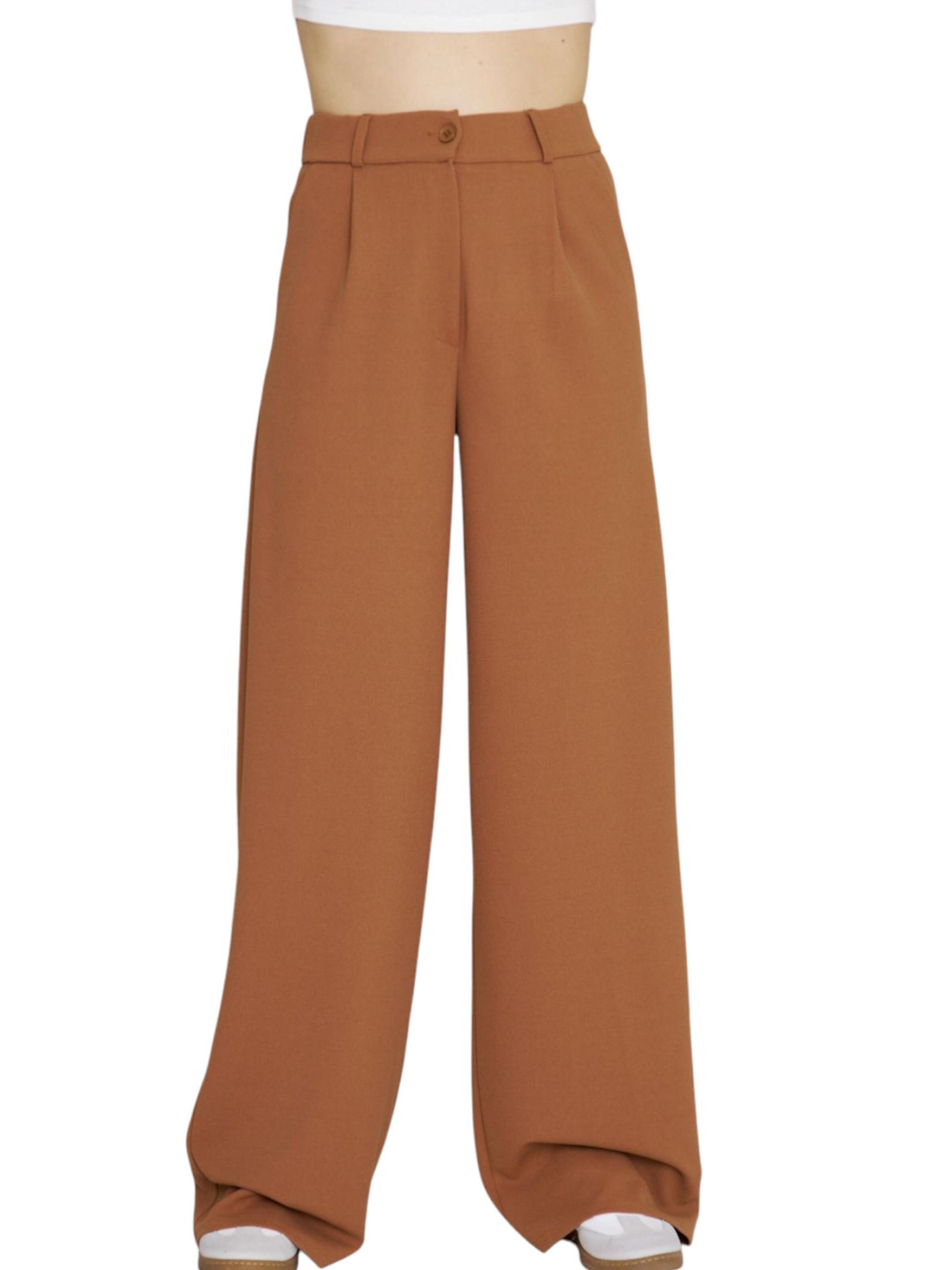 fashionshowcase Wide Leg Bukser med lægfolder 'Seyra' i brun