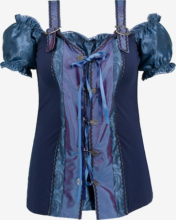 Ulla Popken Klederdracht blouse in Blauw: voorkant