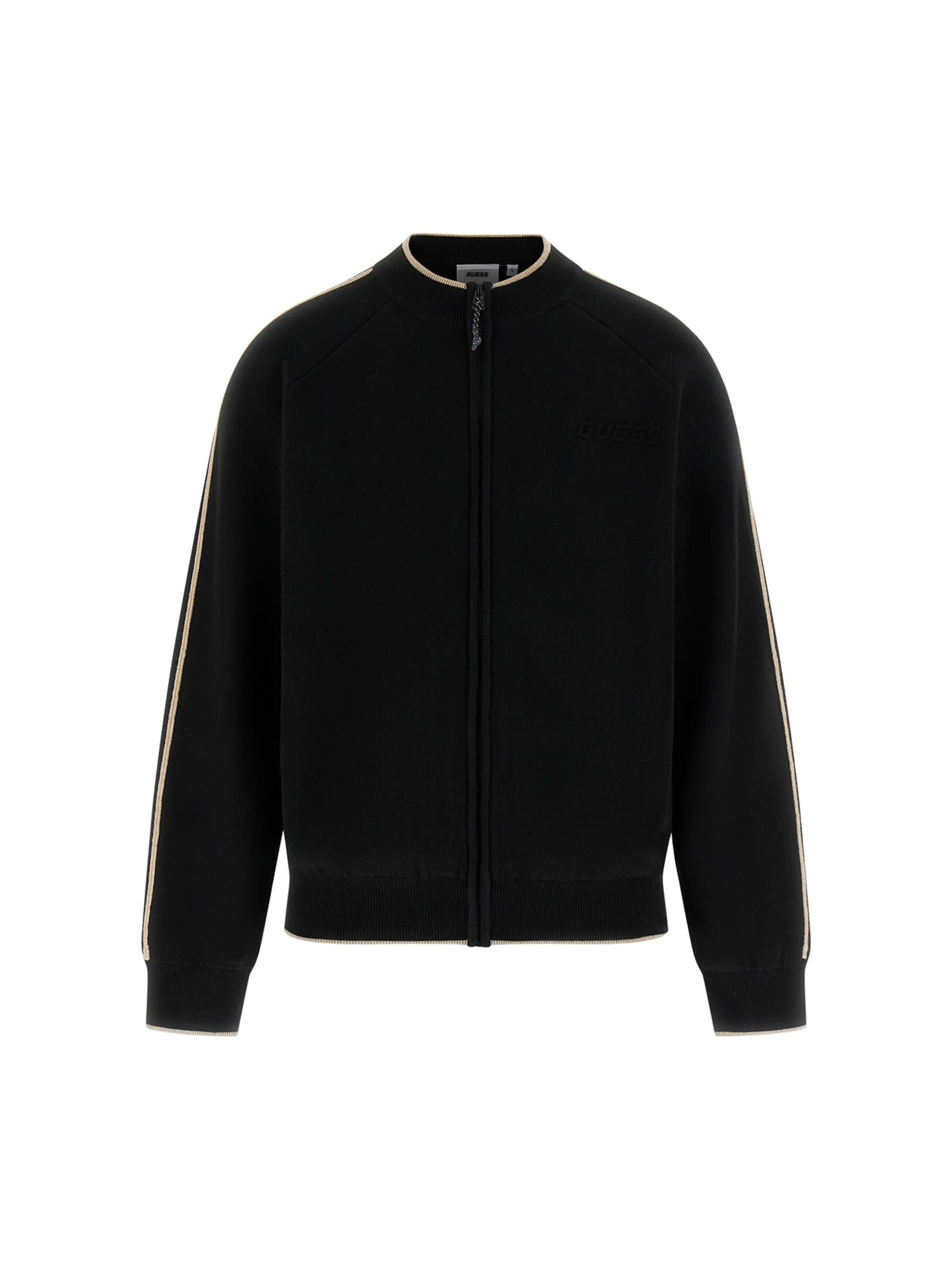 GUESS Zip-Up Hoodie in Black: front