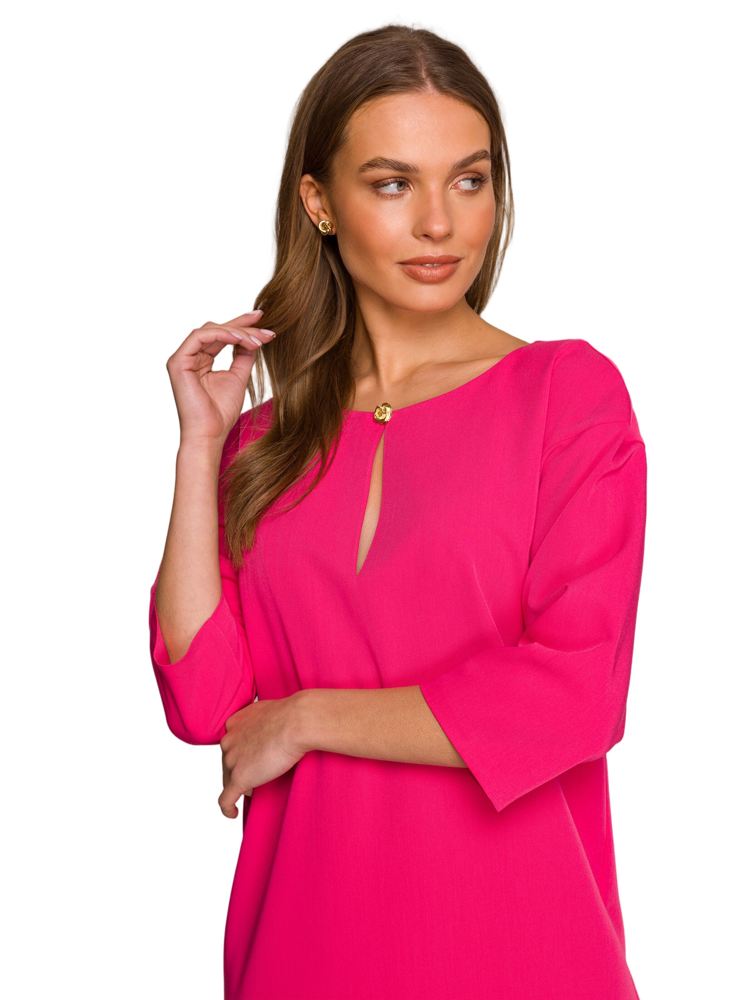 Stylove Sukienka 'Sukienka o luźnym fasonie z łezką w dekolcie' w kolorze różowy