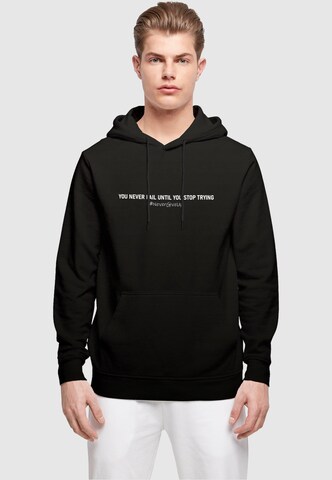 Merchcode Sweatshirt 'Never Give Up' in Zwart: voorkant