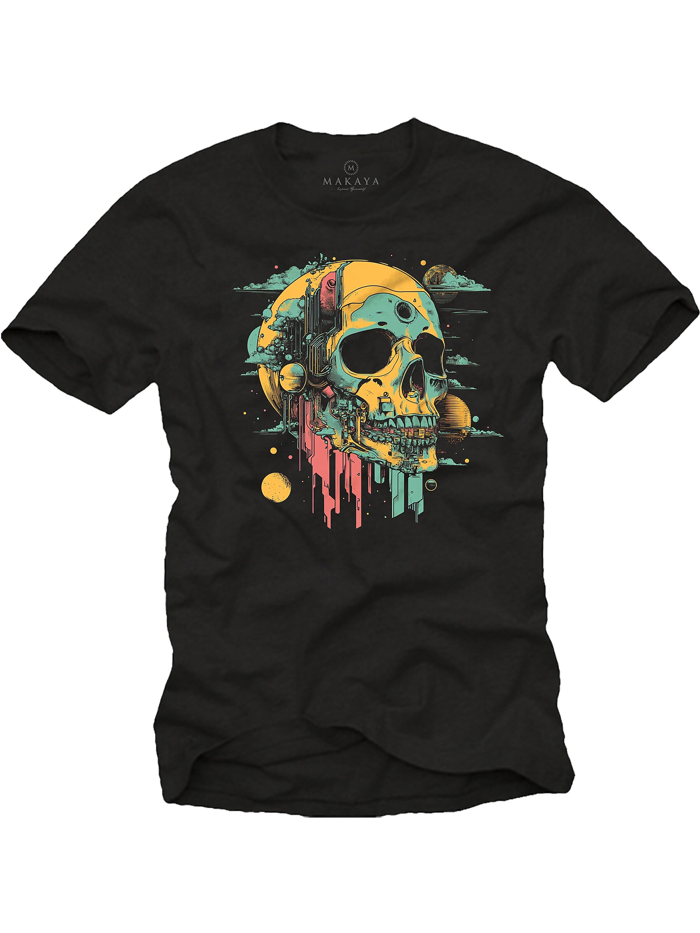 MAKAYA Shirt 'Head Shot Skull' in Black: front