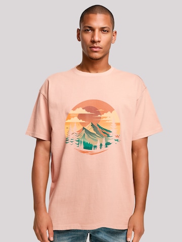 T-Shirt 'Sonnenuntergang Berglandschaft' F4NT4STIC en rose : devant
