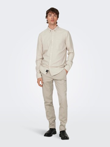 Only & Sons Slim fit Button Up Shirt 'Onsgudmund' in Grey