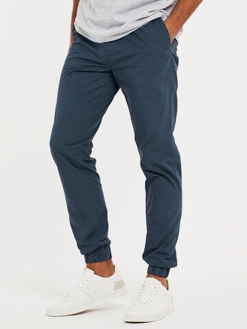 Threadbare Tapered Cargobroek 'Presley' in Blauw: voorkant