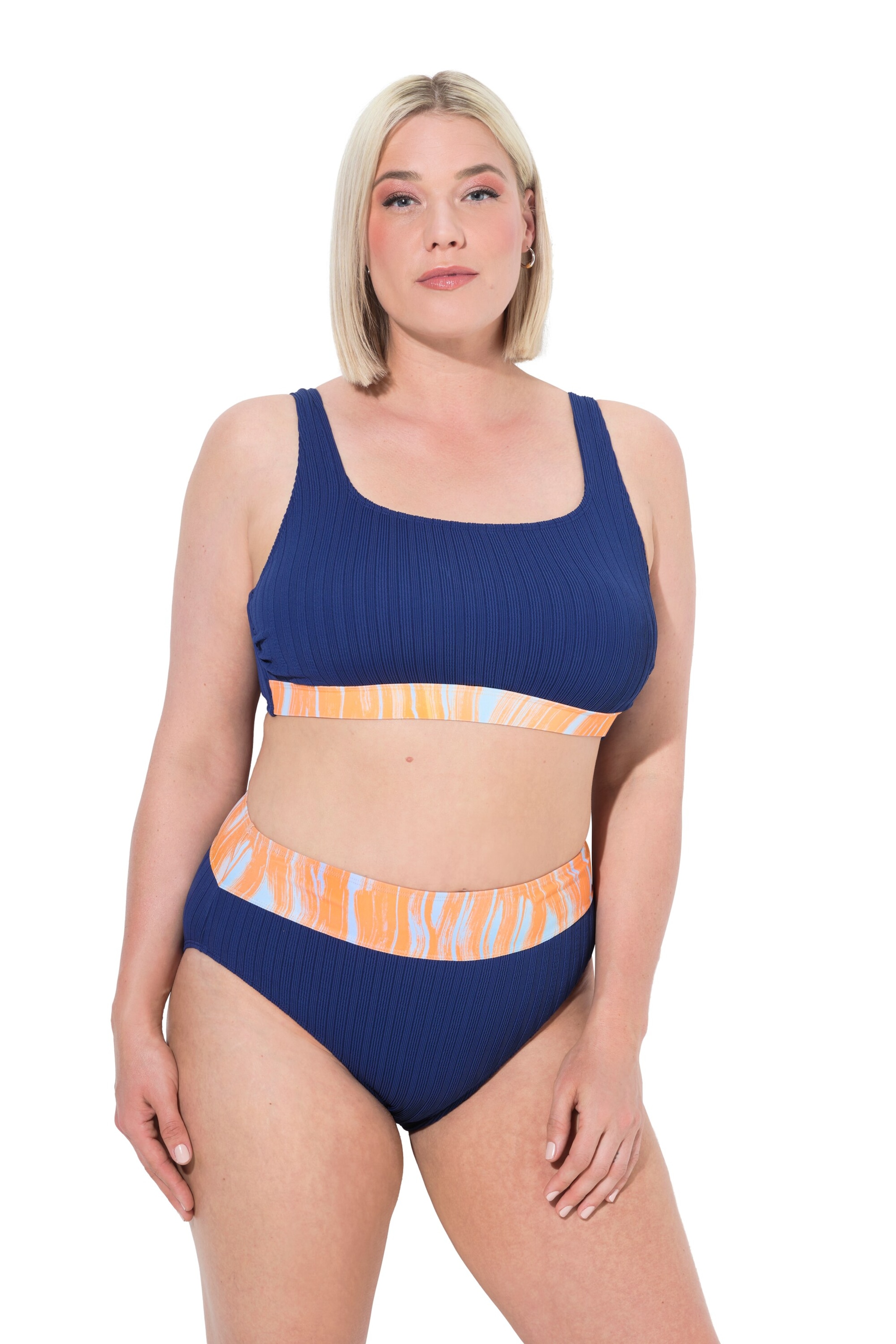 Ulla Popken Bustier Bikini in Blauw: voorkant
