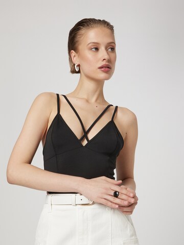 VIERVIER Shirt bodysuit 'Davina' in Black: front