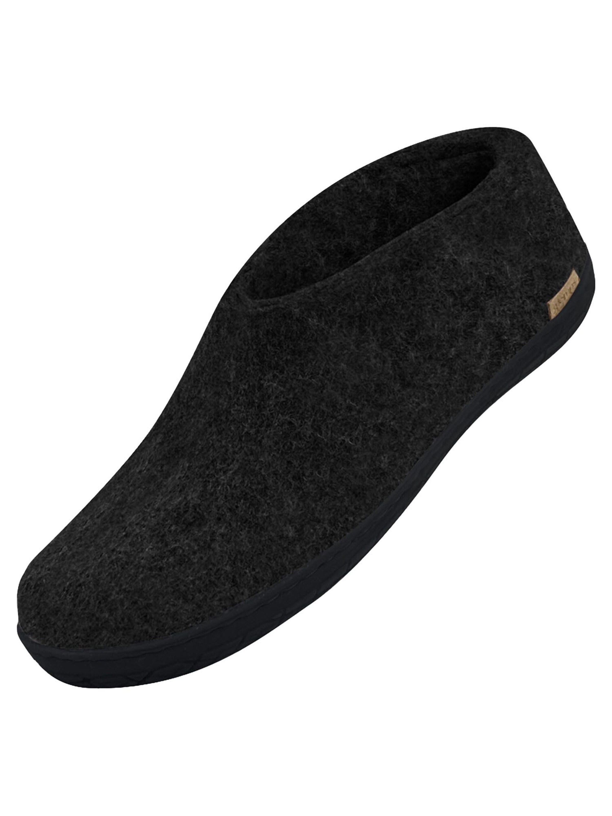 Glerups Huisschoenen 'Black Rubber' in Zwart