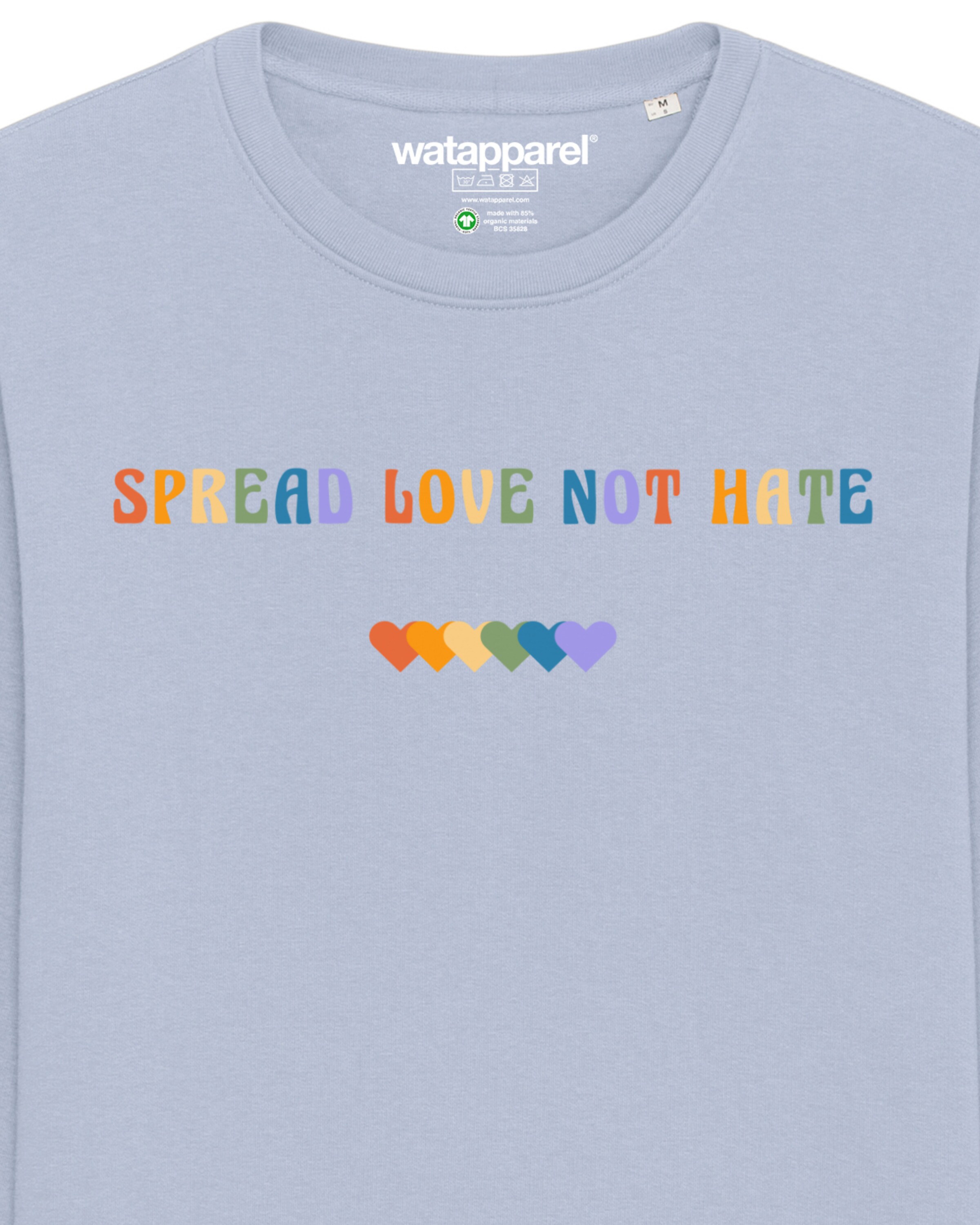 Felpa ' Spread Love not Hate ' di Watapparel in blu