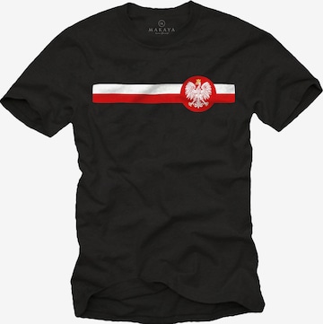 MAKAYA Shirt 'Polen Wappen' in Schwarz: Vorderseite