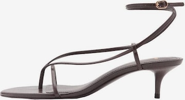MANGO T-Bar Sandals 'Sora' in Brown: front