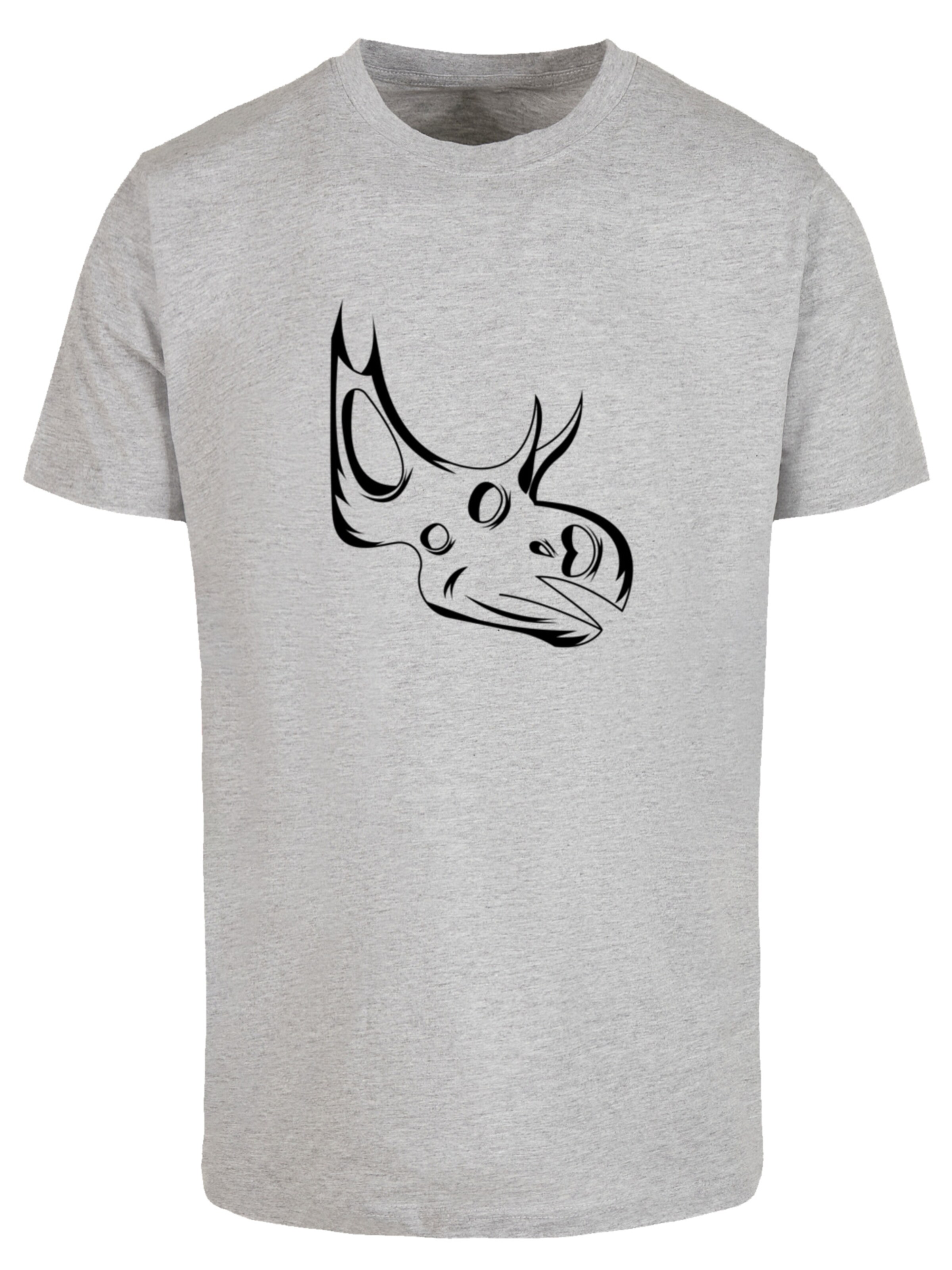 F4NT4STIC Shirt 'Dinosaurier Sinoceratops Skull' in Grijs: voorkant